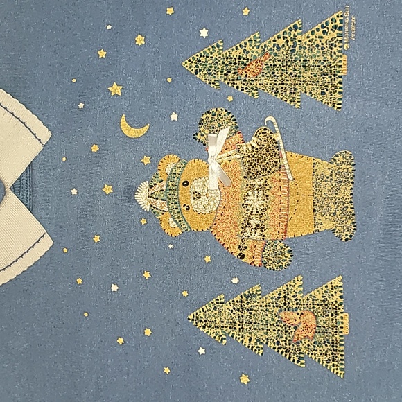 Made in USA. 90s. Morning Sun. Christmas Bear. Crewneck w/collar. Women's Large - Picture 4 of 15